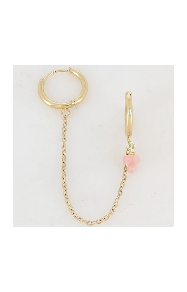 Boucle d’oreille – Acier inoxydable doré & rhodonite rose