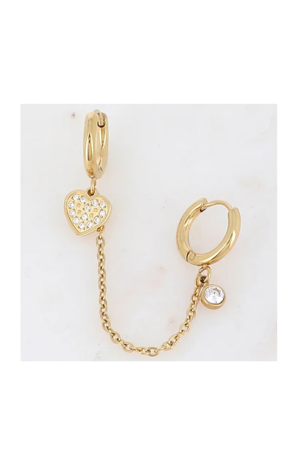 Boucle d’oreille – Acier inoxydable doré & strass