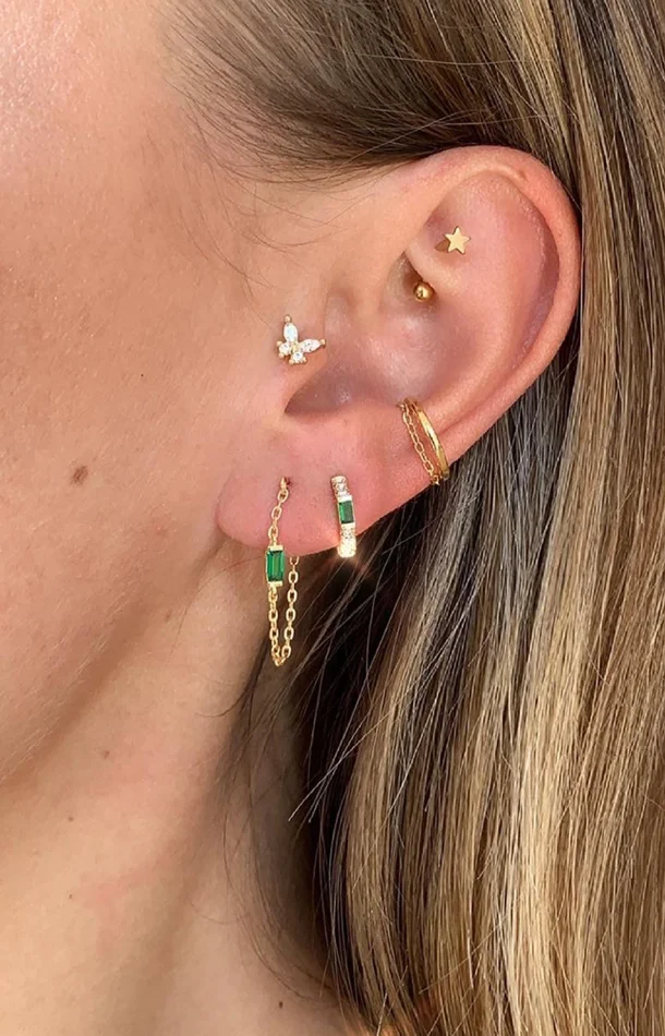 Boucle d’oreille – Green Dream – Laiton plaqué argent 10 microns
