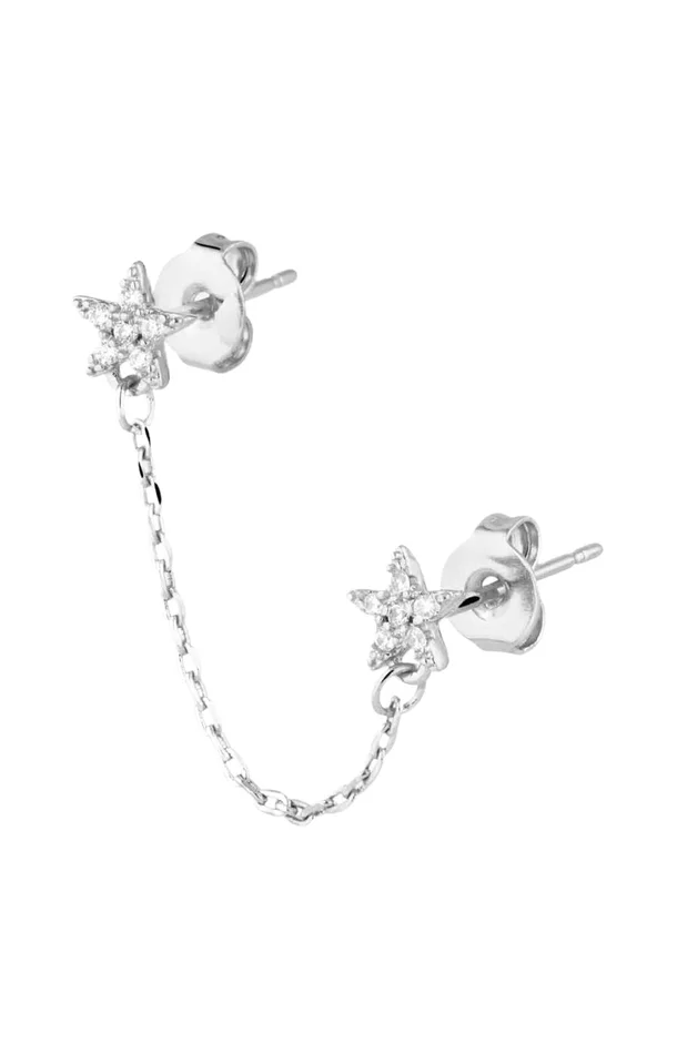 Boucle d’oreille double – Baby stars – Laiton plaqué argent 10 microns