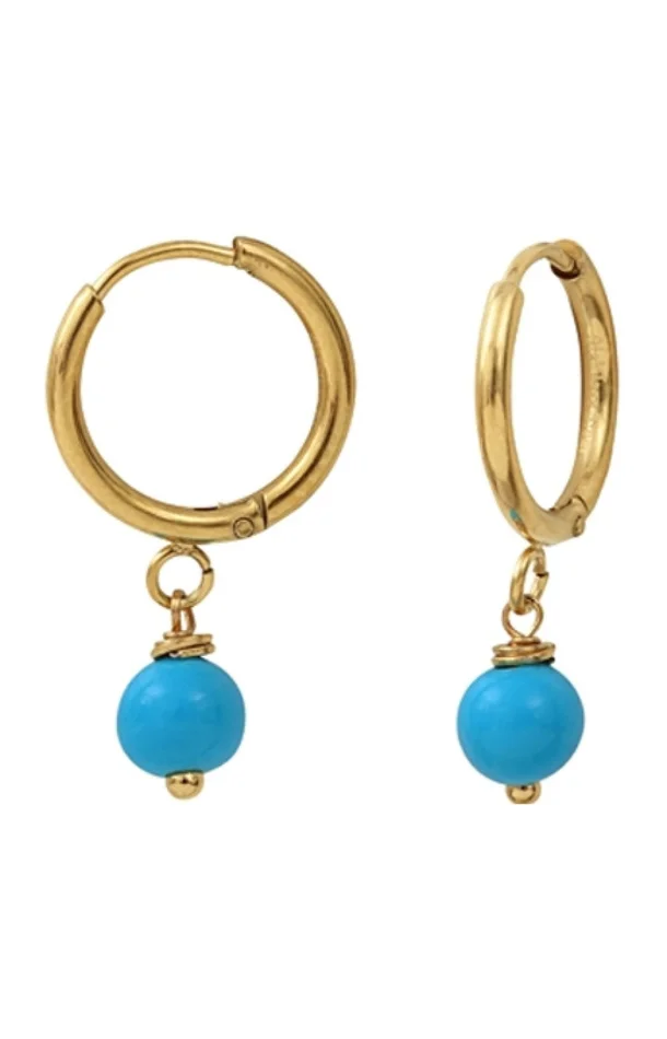 Boucles d’oreilles – Acier doré & howlite