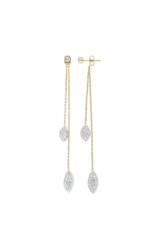 Boucles d’oreilles – Acier inoxydable doré & cristaux – Argenté