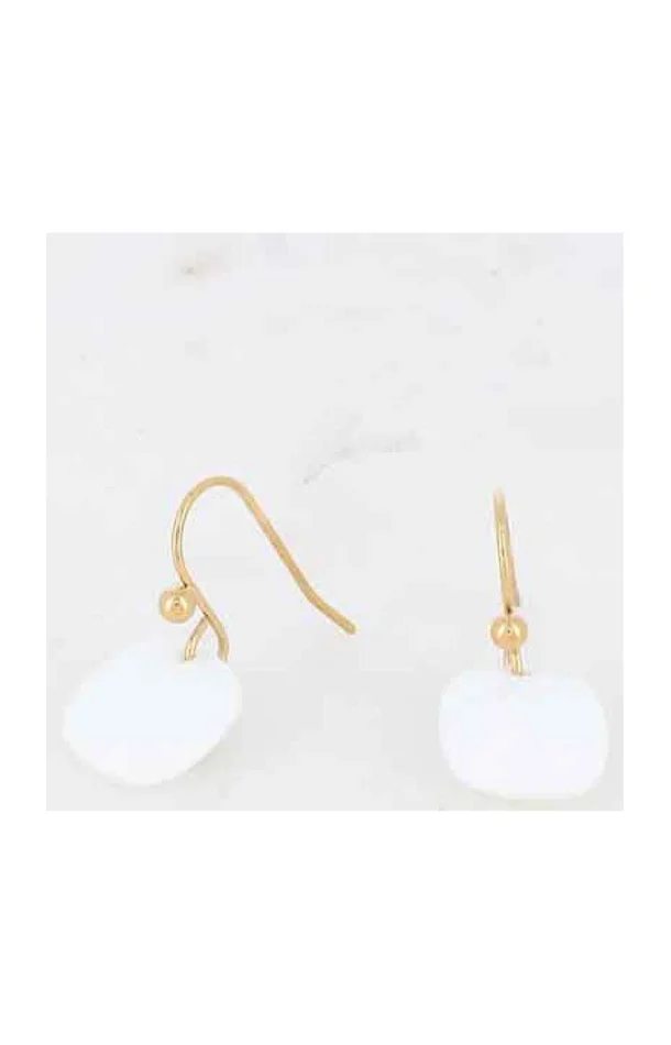 Boucles d’oreilles – Acier inoxydable doré & pâtes de verres blanc