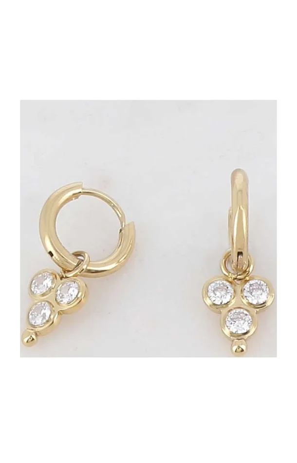 Boucles d’oreilles – Acier inoxydable doré & zirconium