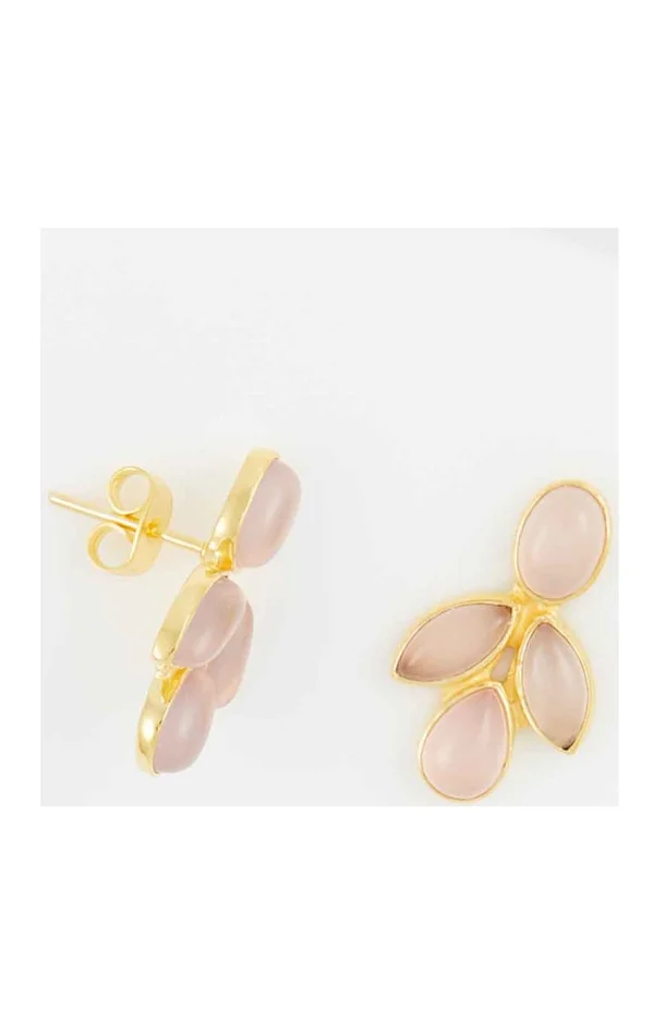 Boucles d’oreilles – Laiton doré & opale rose
