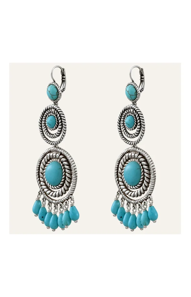 Boucles d’oreilles Arizona – Alliage & howlite turquoise