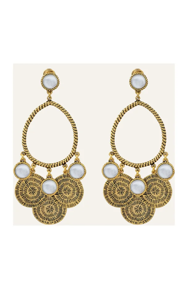Boucles d’oreilles Arizona – Alliage doré & nacre