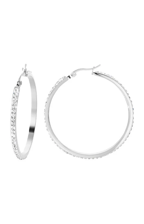 Boucles d’oreilles créoles – Acier inoxydable – Argenté