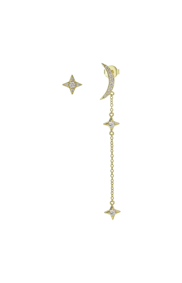 Boucles d’oreilles Joan – Laiton doré à l’or fin 18k & zircons