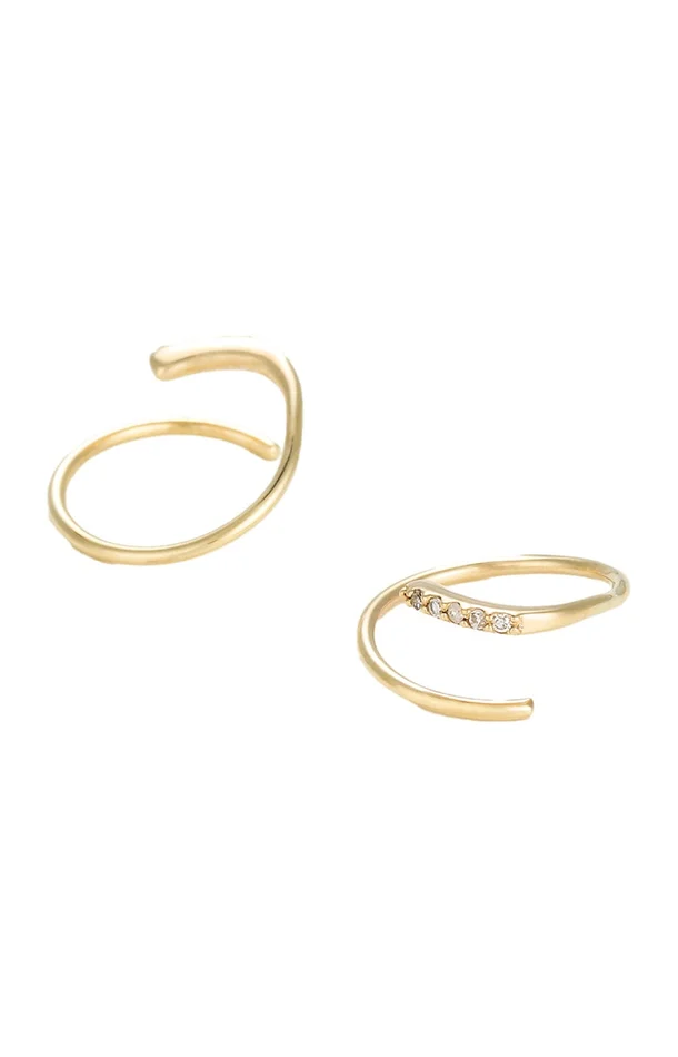 Boucles d’oreilles Joli tourbillon diamant – Or jaune 375/1000 & diamants 0,03 ct