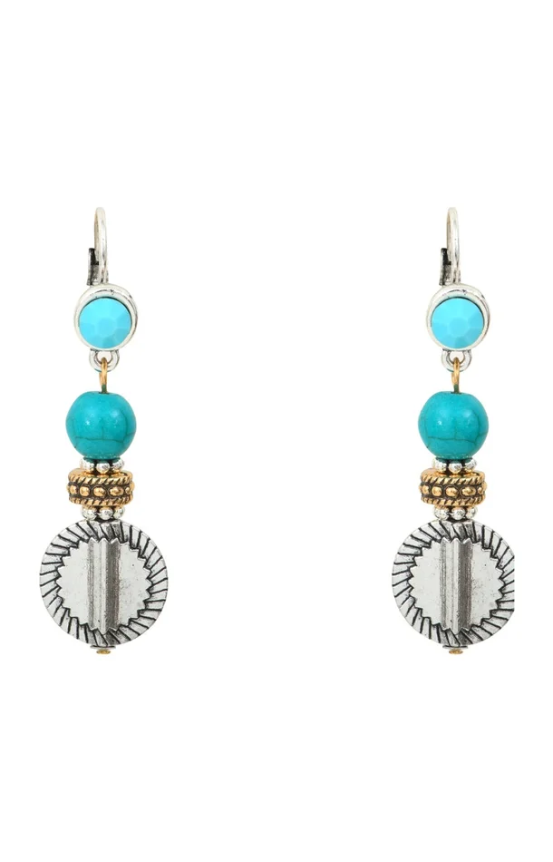 Boucles d’oreilles L’essence du cœur – Métal doré, argenté & turquoise