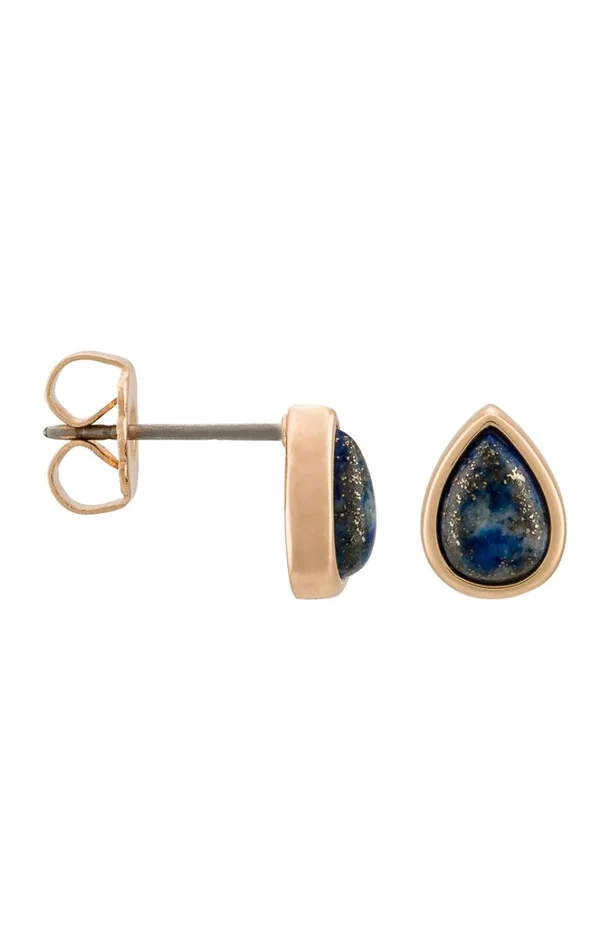 Boucles d’oreilles Lola – Laiton doré & lapis lazuli