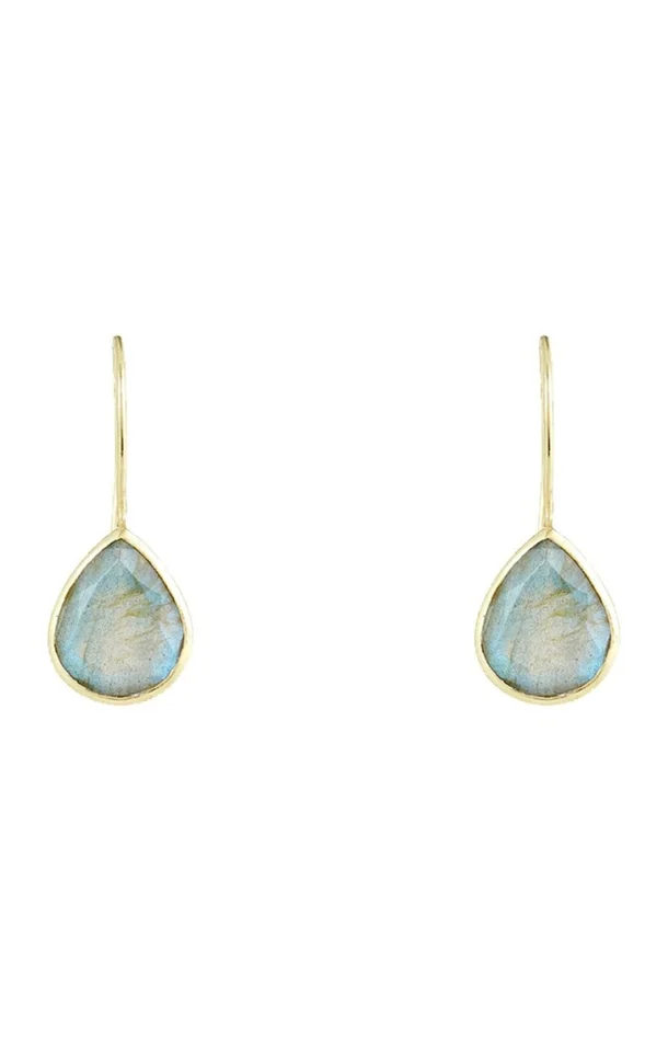 Boucles d’oreilles Rosalie – Laiton doré & labradorite