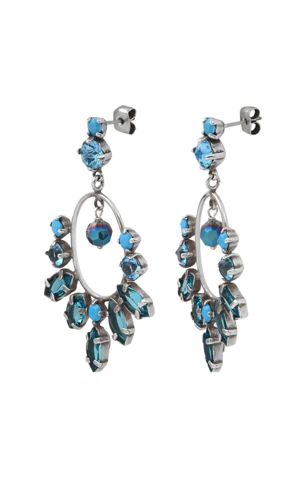 Boucles d’oreilles Sparkles – Métal argenté & cristaux
