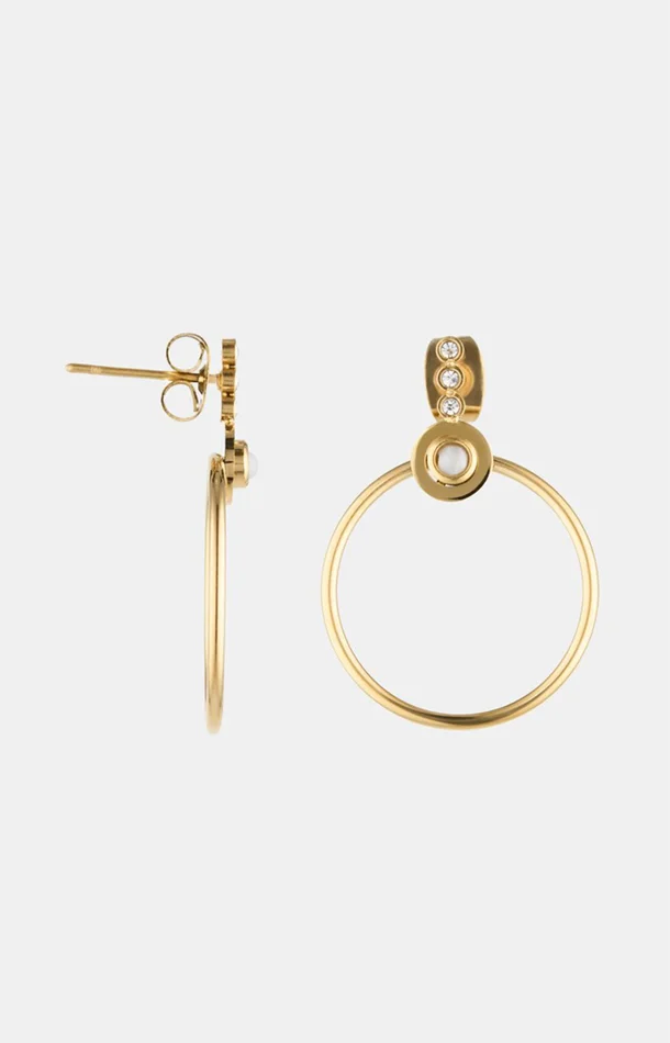Boucles d’oreilles – Acier inoxydable & nacre – Doré
