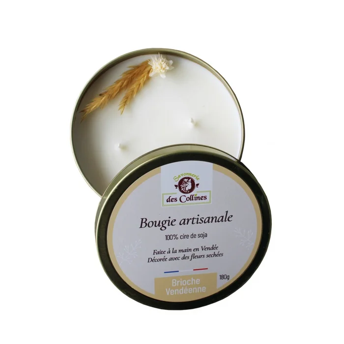 Bougie artisanale fleurie – Brioche Vendéenne