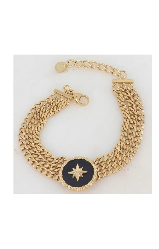 Bracelet – Acier inoxydable doré & émail noir