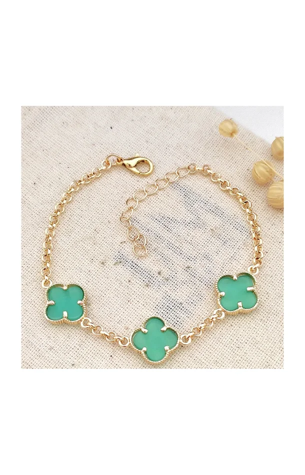 Bracelet – Laiton plaqué or & turquoise