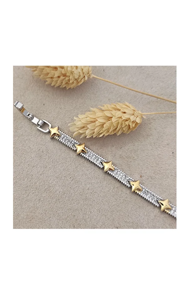 Bracelet – Laiton plaqué or & zircon