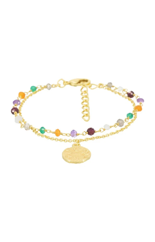 Bracelet Addy – Laiton doré & multipierres