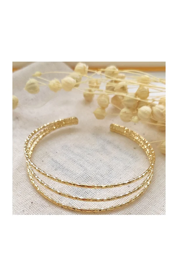 Bracelet ajustable – 3 rangs – Laiton plaqué or