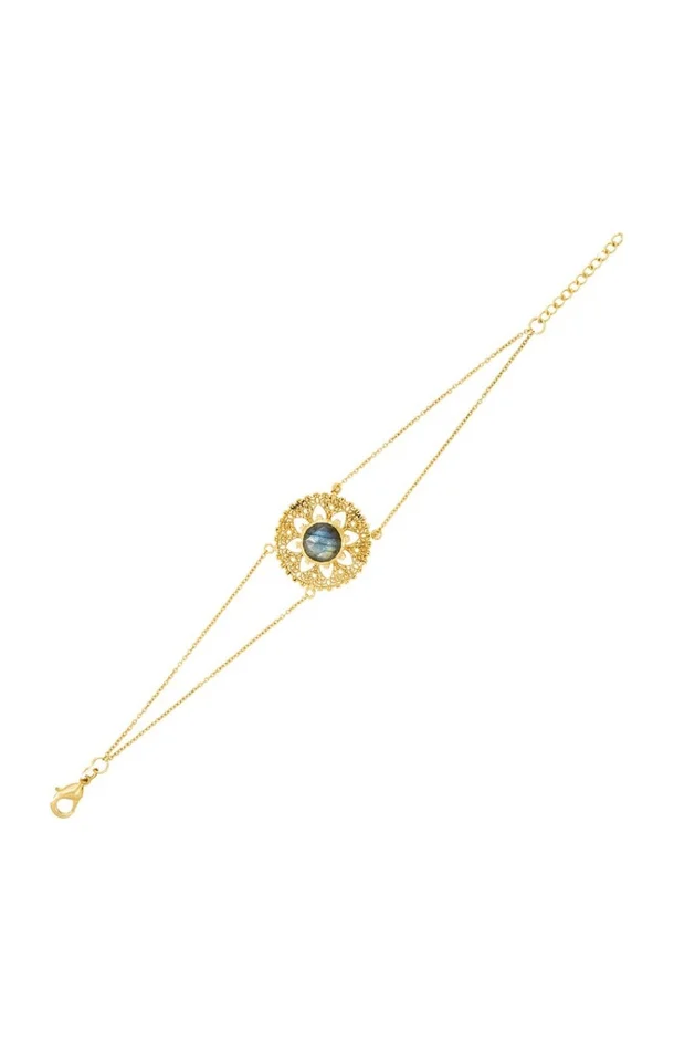 Bracelet Monica – Laiton doré & labradorite