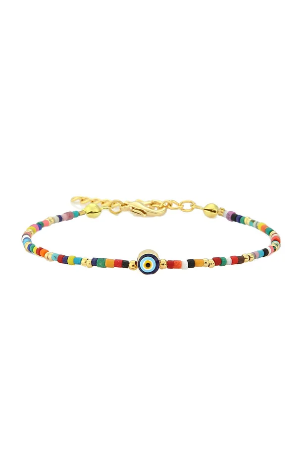 Bracelet œil – Laiton plaqué or & pierres