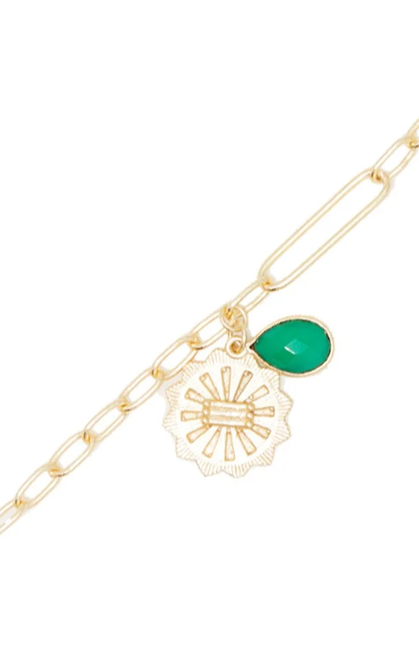 Bracelet Rachelle – Laiton doré & onyx verte