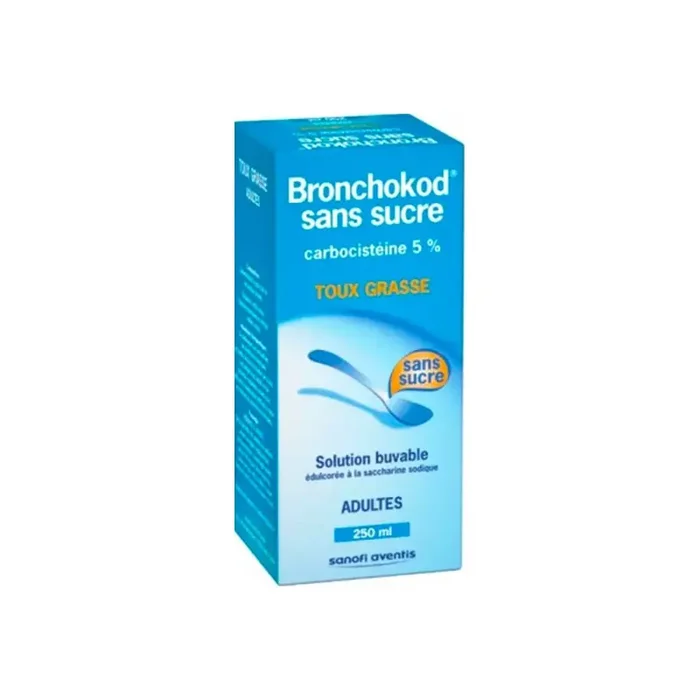 Bronchokod 5 % sans sucre adultes sirop toux grasse 250ml
