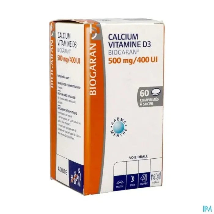 Calcium vitamine d3 biogaran 500mg/400ui comprimé 60