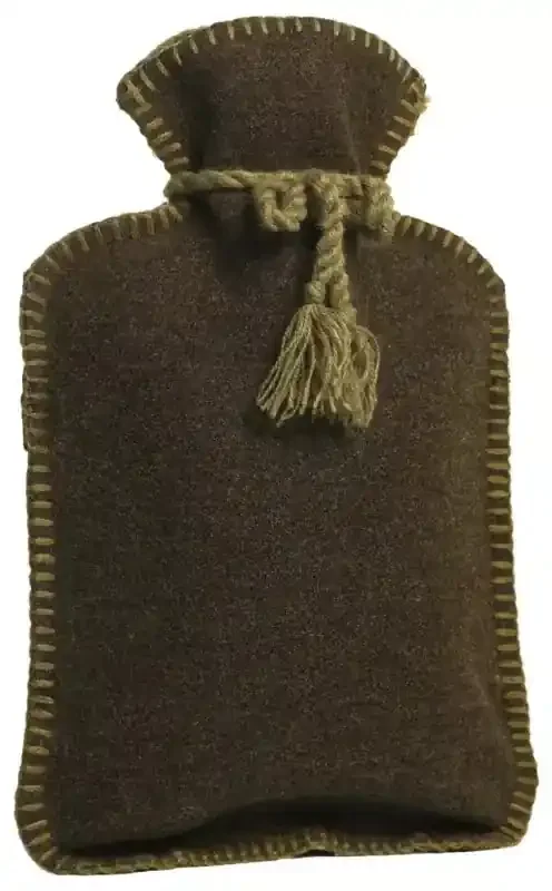 Calindoo Bouillotte Classique 2 L et sa Housse Flanelle Vert Bouteille