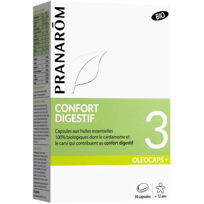 Capsules aux huiles essentielles bio – Confort digestif – 30 capsules
