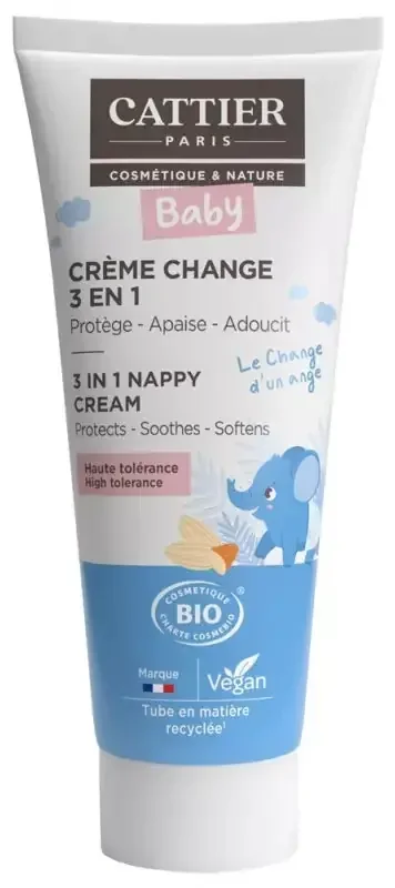 Cattier Bébé Crème Change 3 en 1 – Protège, Apaise, Adoucit – 75 ml