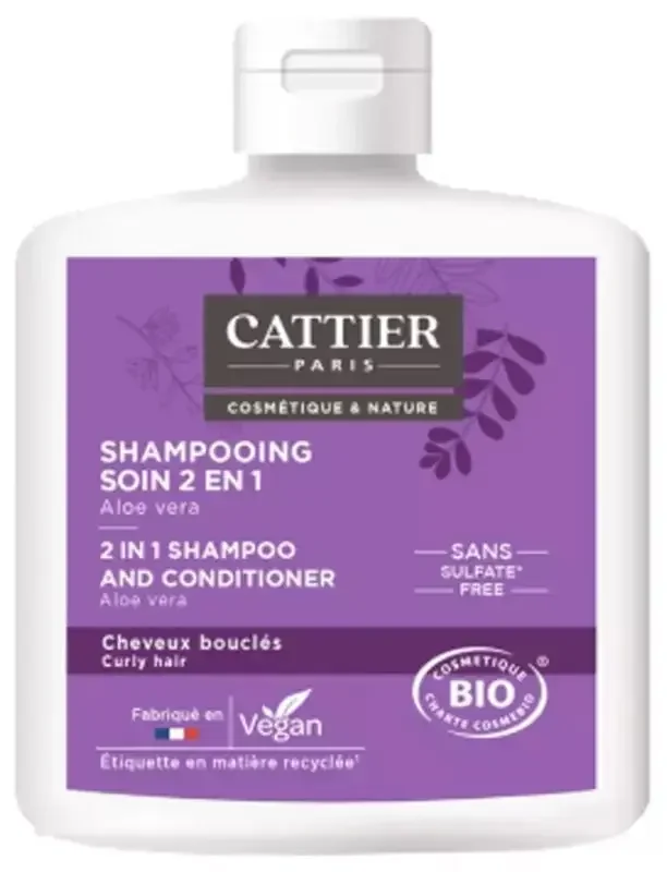 Cattier Shampooing Soin Boucles 2 en 1 Sans Sulfates – 250 ml