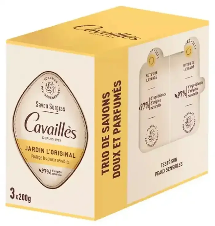 Cavaillès Savon Surgras Jardin l‘Original Peaux Sèches 3 x 200 gr