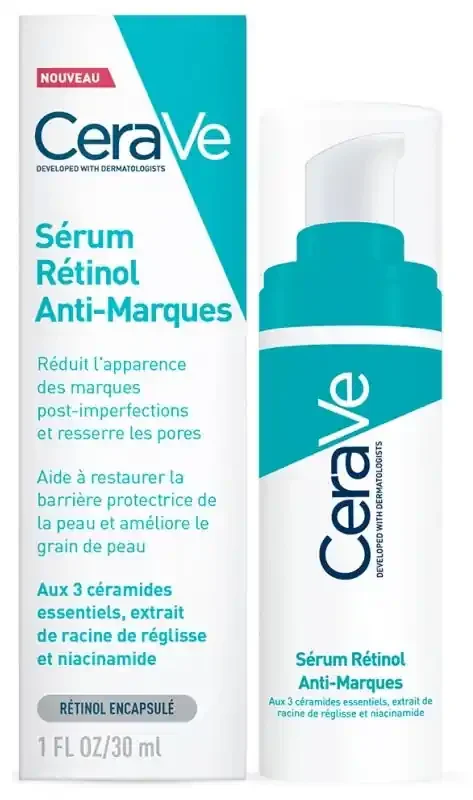 Cerave Acné Sérum Rétinol Anti-Marques 30 ml Enrichi au Rétinol Encapsulé et Aux 3 Céramides Essentiels Pour Peaux à Imperfections Avec Des Marques Post-(Hyperpigmentation Post Inflammatoire ou Pih)