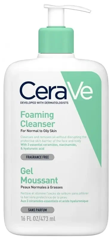 Cerave Gel Moussant Visage Pour Les Peaux Normales à Grasses 473 ml
