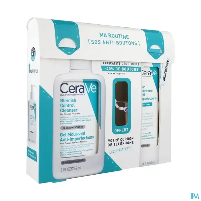 Cerave routine anti-bouton (gel moussant anti-imperfections+soin concentré anti-imperfection) 236ml + 40ml