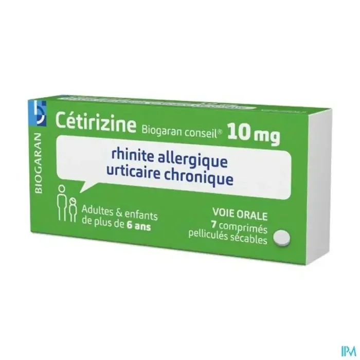 Cetirizine biogaran conseil 10mg comprimé sécable 7
