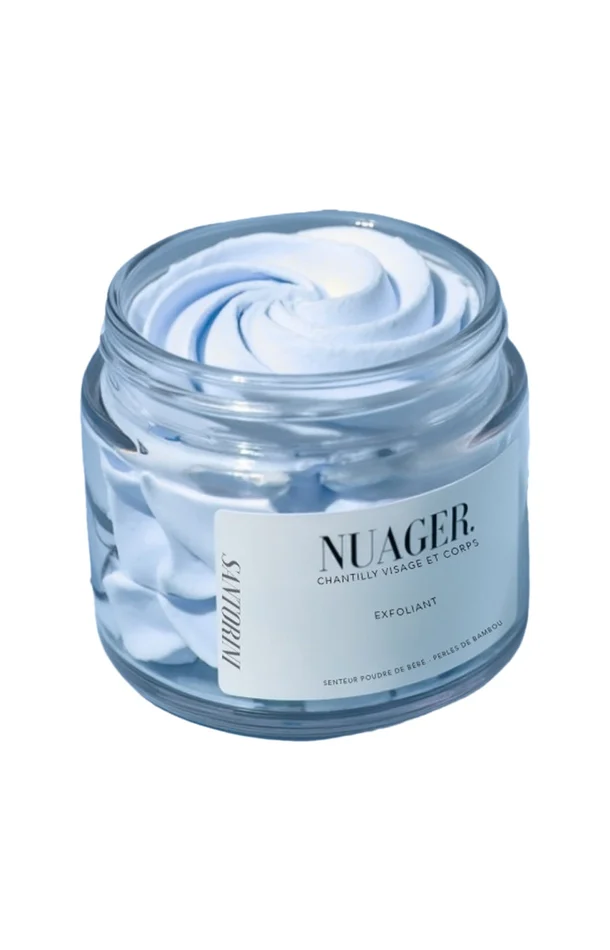 Chantilly exfoliante douce – Santorini – Bambou & poudre de bébé – 100 ml