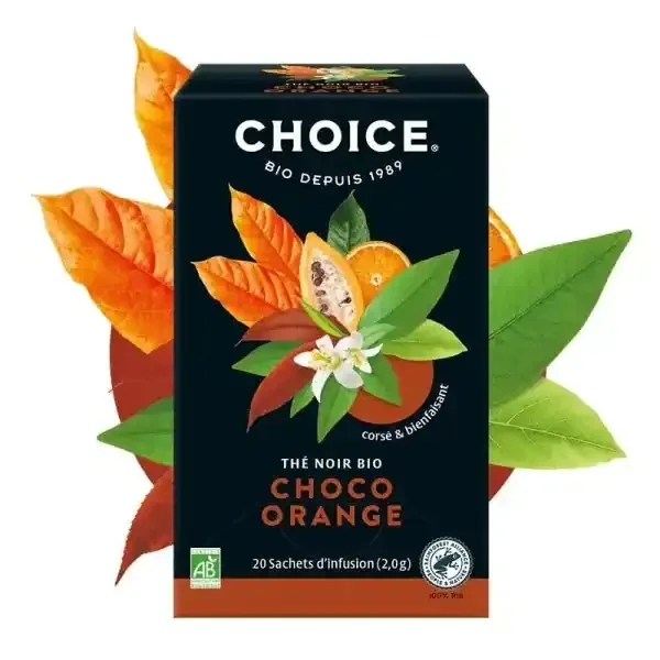 CHOICE Thé Noir Choco Orange Bio – 20 Sachets