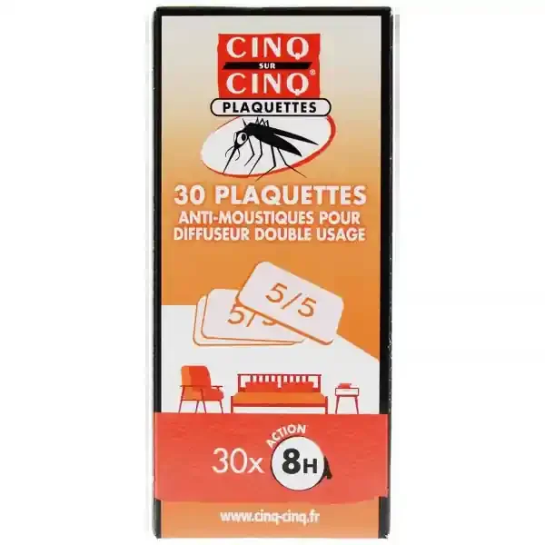 Cinq sur Cinq Recharge Plaquettes pour Diffuseur Double Usage x 30