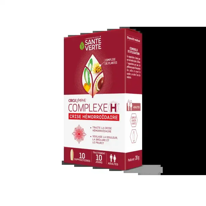 CIRCULYMPHE COMPLEXE H HEMORROIDES 10 SUPPOSITOIRES SANTE VERTE