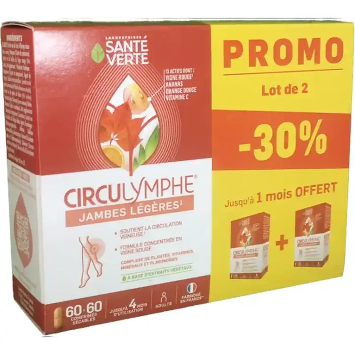 CIRCULYMPHE JAMBES LEGERES LOT DE 2X60 COMPRIMES SANTE VERTE