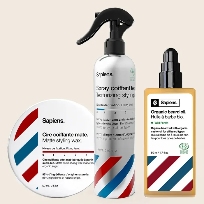 Cire Mate + Spray Coiffant + Huile à Barbe
