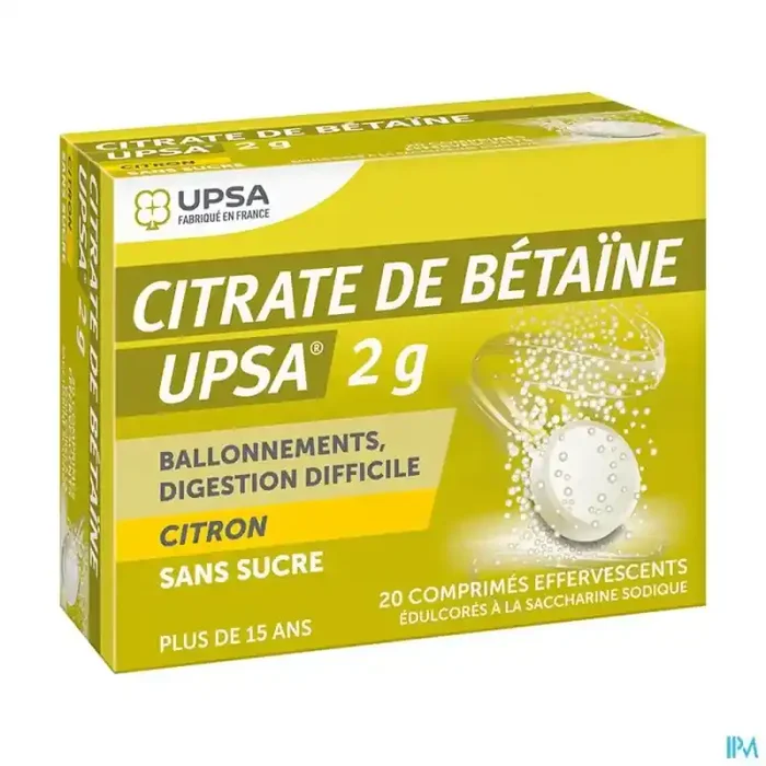 Citrate betaine upsa 2g citron sans sucre comprimé effervescent 20