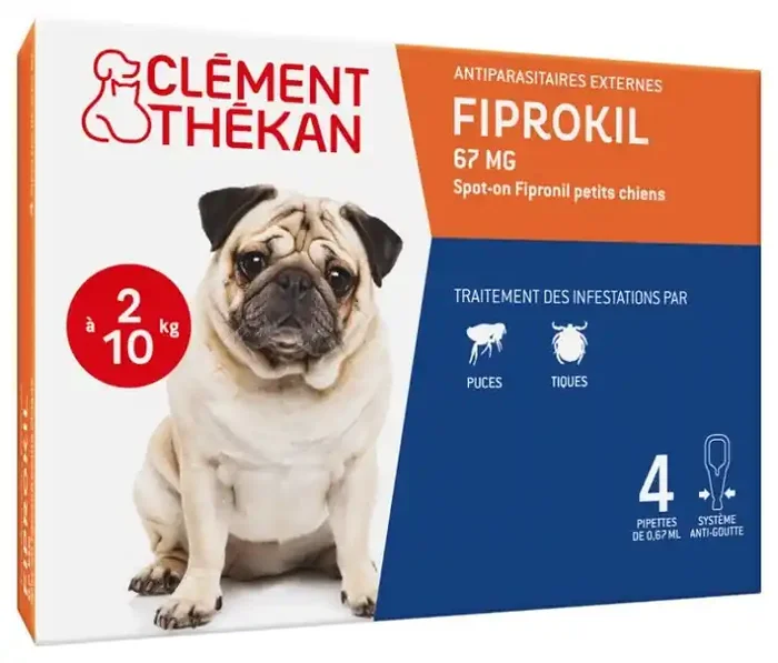 Clément Thékan Fiprokil Chien 2-10 kg Étui de 4 Pipettes 0,67 ml