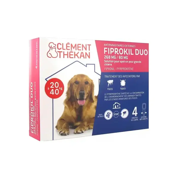 Clement Thekan Fiprokil Duo 268mg/80mg spot-on grand chien 20 a 40kg