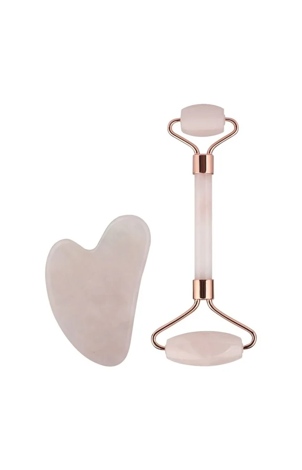 Coffret – Roller de jade & Gua sha – Rose – Visage