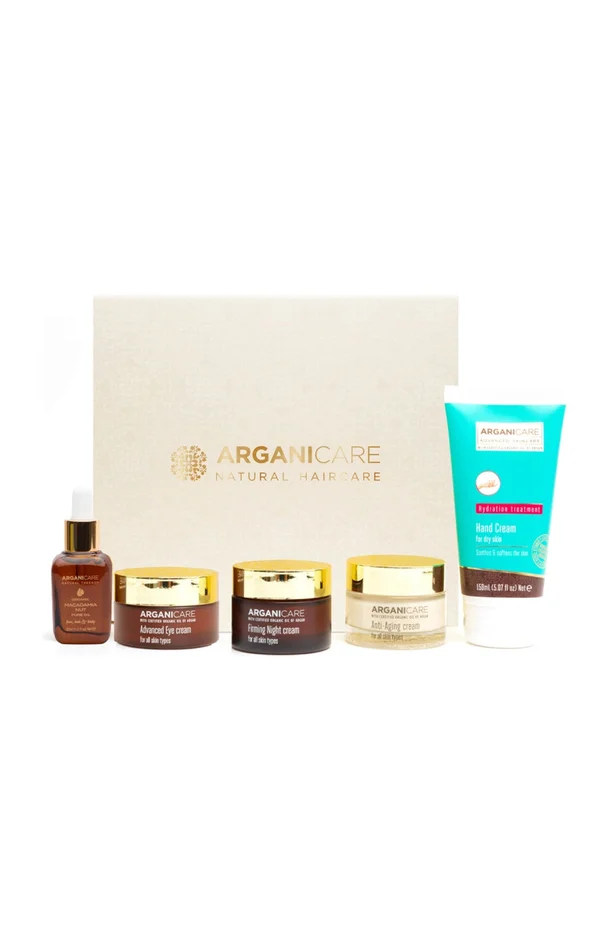 Coffret anti-âge – Argan – Visage, corps & cheveux secs – 5 produits